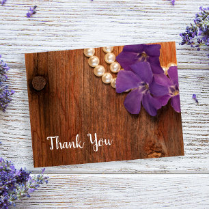Carte Postale Perle pourpre, perles et Merci en bois de grange
