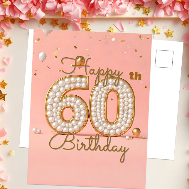 Carte Postale Perles chatoyantes et Accents d'or 60e anniversair (Créateur téléchargé)
