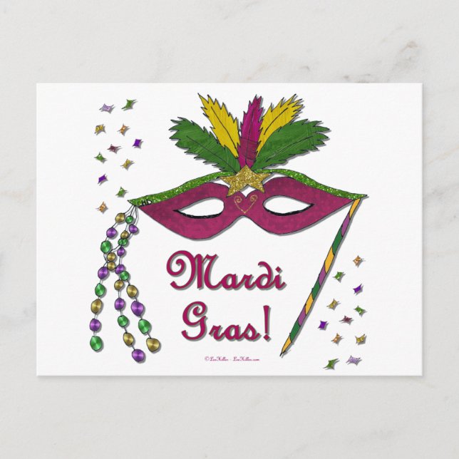 Carte Postale Perles de plumes Mardi Gras (Devant)