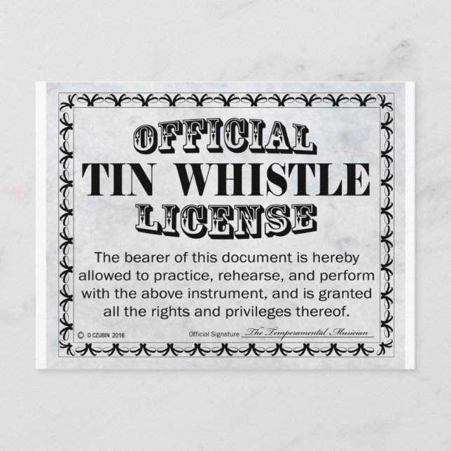 Carte Postale Permis de sifflet en tin (Devant)