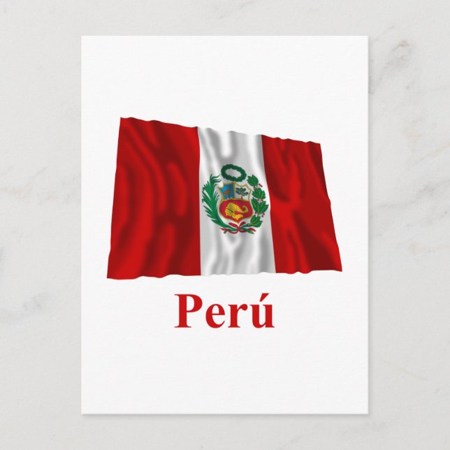 Carte Postale Pérou agitant le drapeau avec le nom en espagnol (Devant)