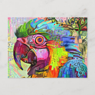 Carte Postale Perroquet Abstrait impressionniste Peinture Portra