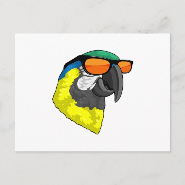Carte Postale Perroquet avec lunettes de soleil (Devant)