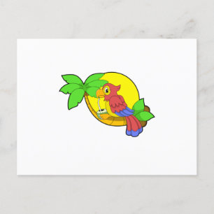 Carte Postale Perroquet avec noix de coco