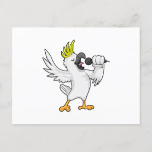 Carte Postale Perroquet chanteur avec microphone