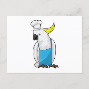 Carte Postale Perroquet en chef avec chapeau de cuisine