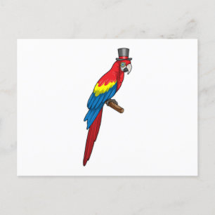 Carte Postale Perroquet en gentleman avec chapeau