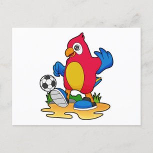 Carte Postale Perroquet en joueur de football avec ballon de foo