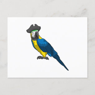 Carte Postale Perroquet en pirate avec chapeau