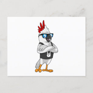 Carte Postale Perroquet en tant que musicien avec lunettes de so