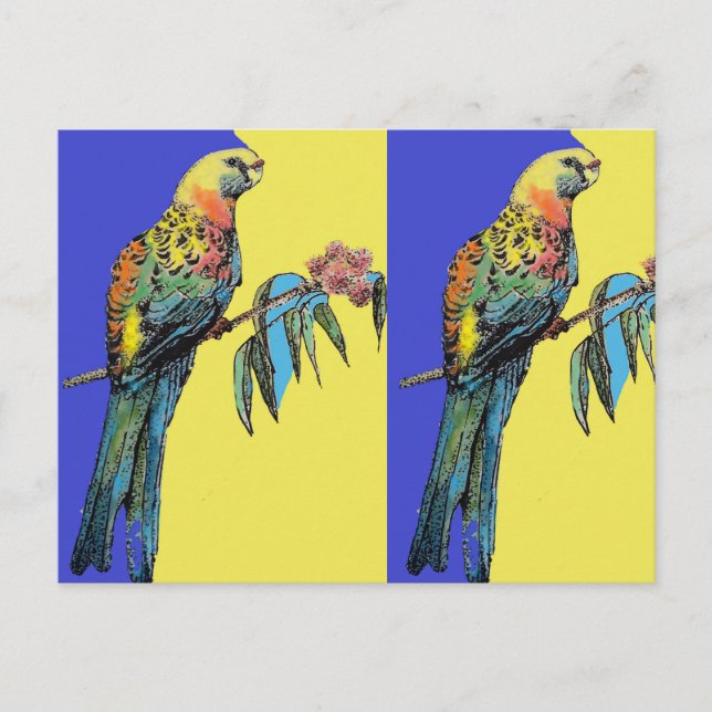 Carte Postale Perroquet Rosella Peinture à l'aquarelle oiseau (Devant)