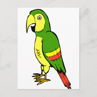 Carte Postale Perroquet simple avec jaune et vert