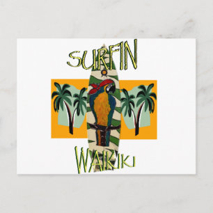 Carte Postale Perroquet Surfeur