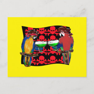 CARTE POSTALE PERROQUETS PIRATES