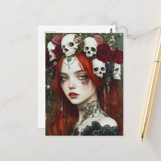 Carte Postale Persephone Red Hair (Devant/Arrière en situation)