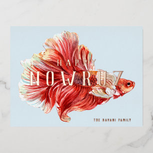 Carte postale Persian Nowruz Lucky Goldfish Foil