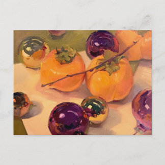Carte postale "Persimmons et ornements pourpres"