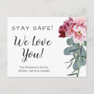 Carte Postale Personalisé Floral Restez en sécurité Nous vous ai