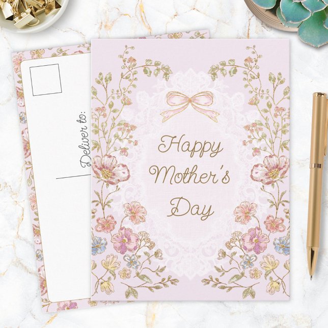 Carte Postale Personalized Elegant Floral Happy Mother’s Day (In situ)