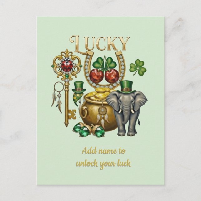 Carte Postale personalized golden charms (Devant)