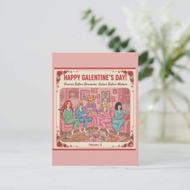 Carte Postale Personalized Happy Galentine's Day Postcard (Debout devant)