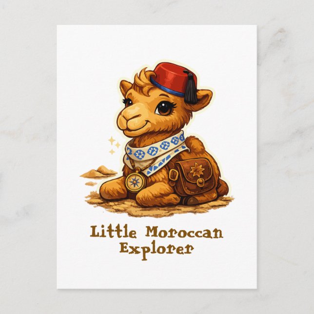 Carte Postale Personalized Little Moroccan Explorer Camel – Cute (Devant)