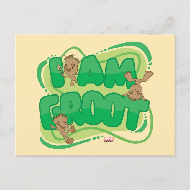 Carte Postale Personnage de I Am Groot Art Text (Devant)