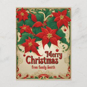 Carte postale personnalisable de poinsettia de fle