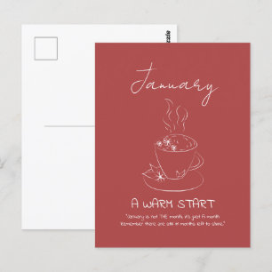 Carte Postale Personnalisable Janvier Teacup Doodle Positivité