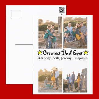 Carte Postale Personnalisé 4 photo plus grand papa jamais Fête d