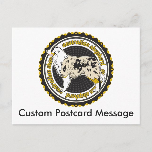 Carte Postale Personnalisé Amoureux des chiens Australian Shephe (Devant)