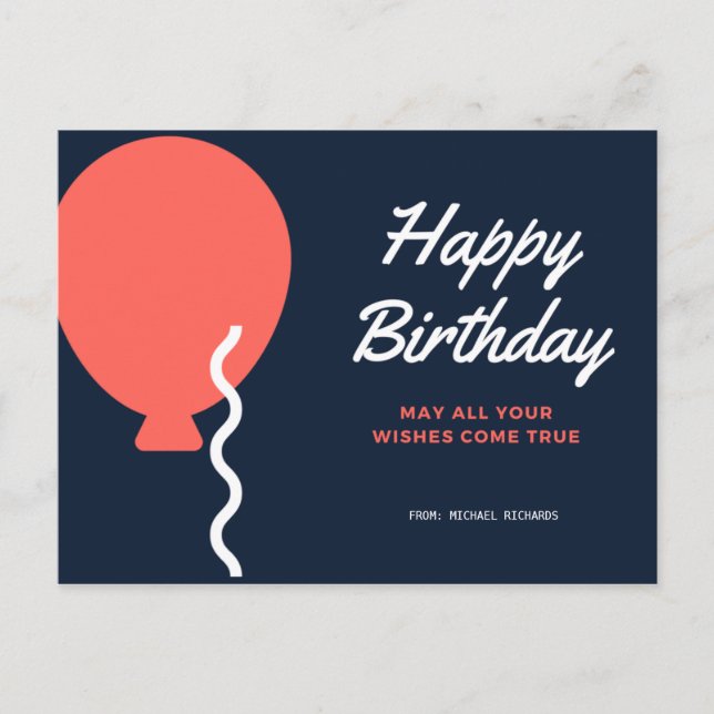 Carte Postale Personnalisé - Anniversaire du ballon (Devant)