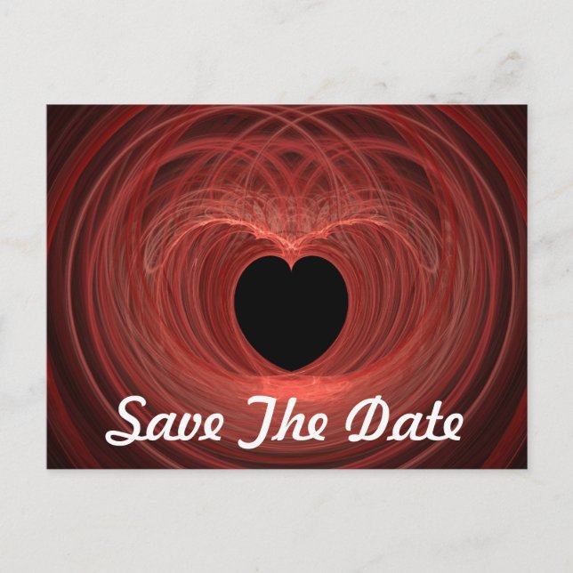 Carte Postale Personnalisé Enregistrer la date Red Spiraled Hear (Devant)