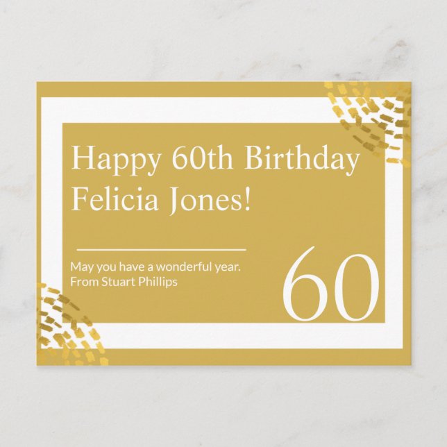 Carte Postale Personnalisé - Gold & White Modern (Devant)