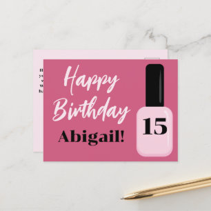 Carte Postale Personnalisé Joyeux Anniversaire Tendance Rose ong
