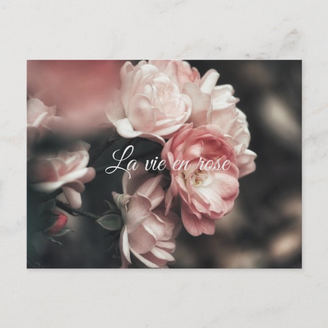 Carte Postale Personnalisé/ La Vie En Rose/ Floral (Devant)