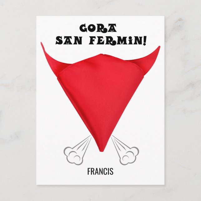 Carte Postale Personnalisé, le foulard de San Fermin plié en une (Devant)