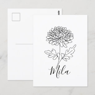 Carte Postale Personnalisé Novembre Chrysanthemum Fleur de naiss