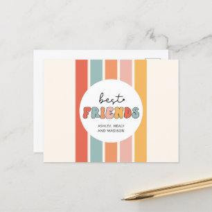 Carte Postale Personnalisé Retro Meilleurs Amis BFFs Mete Bestie