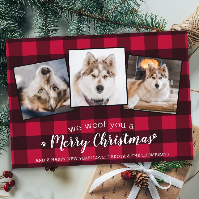 Carte Postale Personnalisé Rouge Paid Pet Photo Collage Amoureux (Créateur téléchargé)