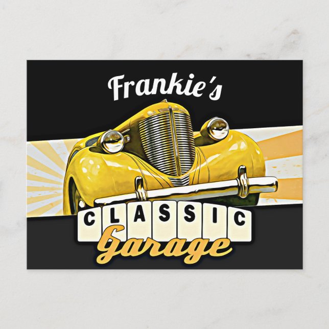 Carte Postale Personnalisé | Votre nom | Garage de voiture class (Devant)