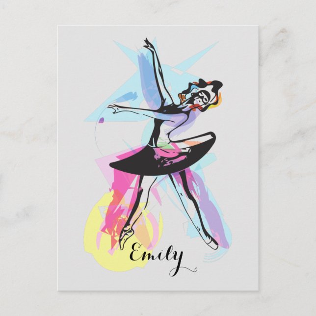 Carte postale personnalisée aquarelle Danseuse Bal (Devant)