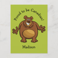 Carte postale personnalisée avec ours drôle et tex