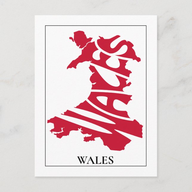 Carte postale personnalisée de Red Wales Typograph (Devant)