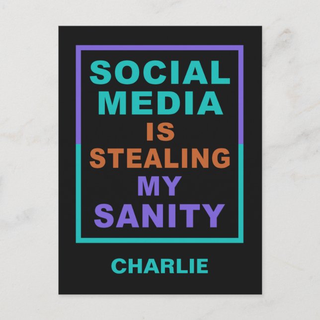 Carte postale personnalisée drôle «Réseaux Sociaux (Devant)