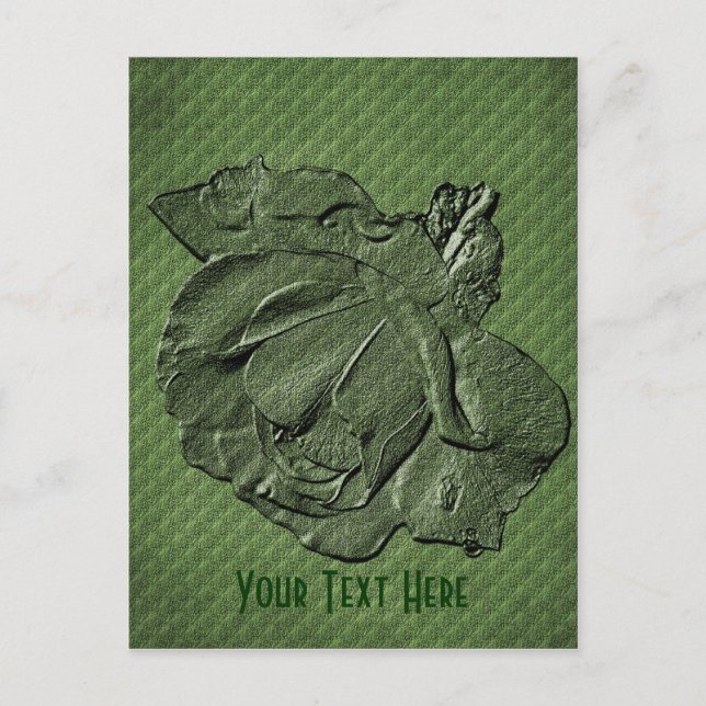 Carte postale personnalisée Green Rose Floral (Devant)