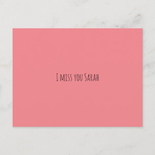 Carte postale personnalisée "I Miss You" - Rose mo