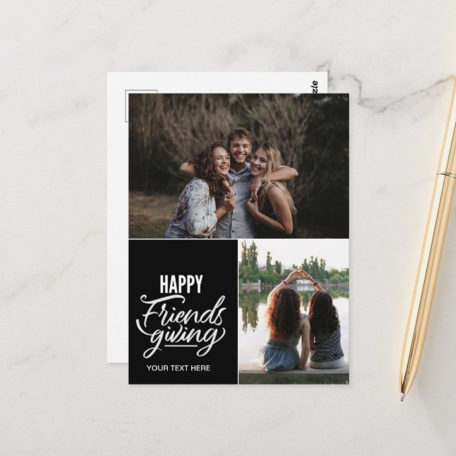 Carte postale personnalisée Joyeux Friendsgiving (Devant/Arrière en situation)