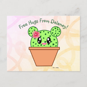 Carte postale personnalisée Kawaii Cactus Rainbow 