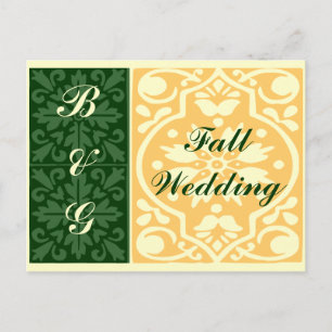 Carte postale personnalisée Monogrammes verts Mari